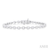 3 1/10 ctw East-West Bezel Set Marquise Cut Diamond Tennis Bracelet in 14K White Gold